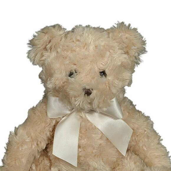 The Bearington Collection Teddy Bear Plush Stuffed Animal Toy Tan With Bow 9 in - Picture 2 of 7